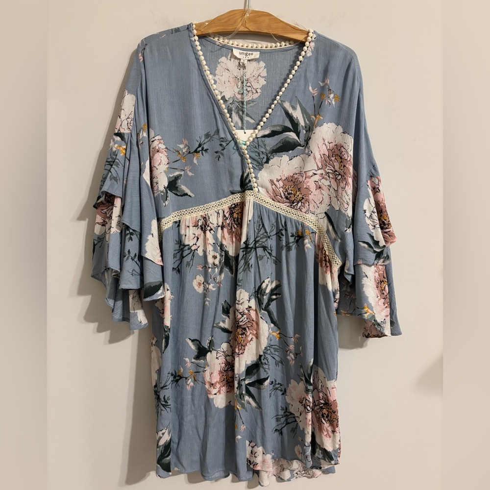Umgee Floral Boho Tunic Dress NWT